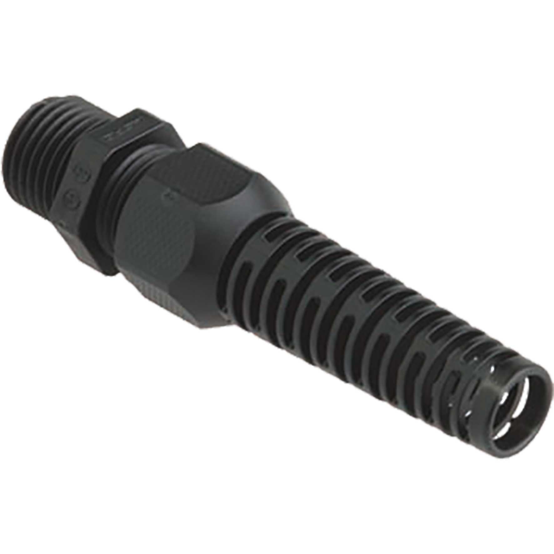 Kabelverschraubung Syntec Kst. M16x1.5, Kabel Ø 3.0-8.0 mm (UL 8.0-8.0 mm), schwarz RAL 9005, mit Knickschutz, Gwl: Lang