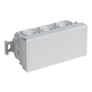 Kabelabzweigkasten IP55, mit Einführungen 4 x 12 mm, 6 x 20 mm, 89 x 42 x 37 mm, grau, RAL 7035