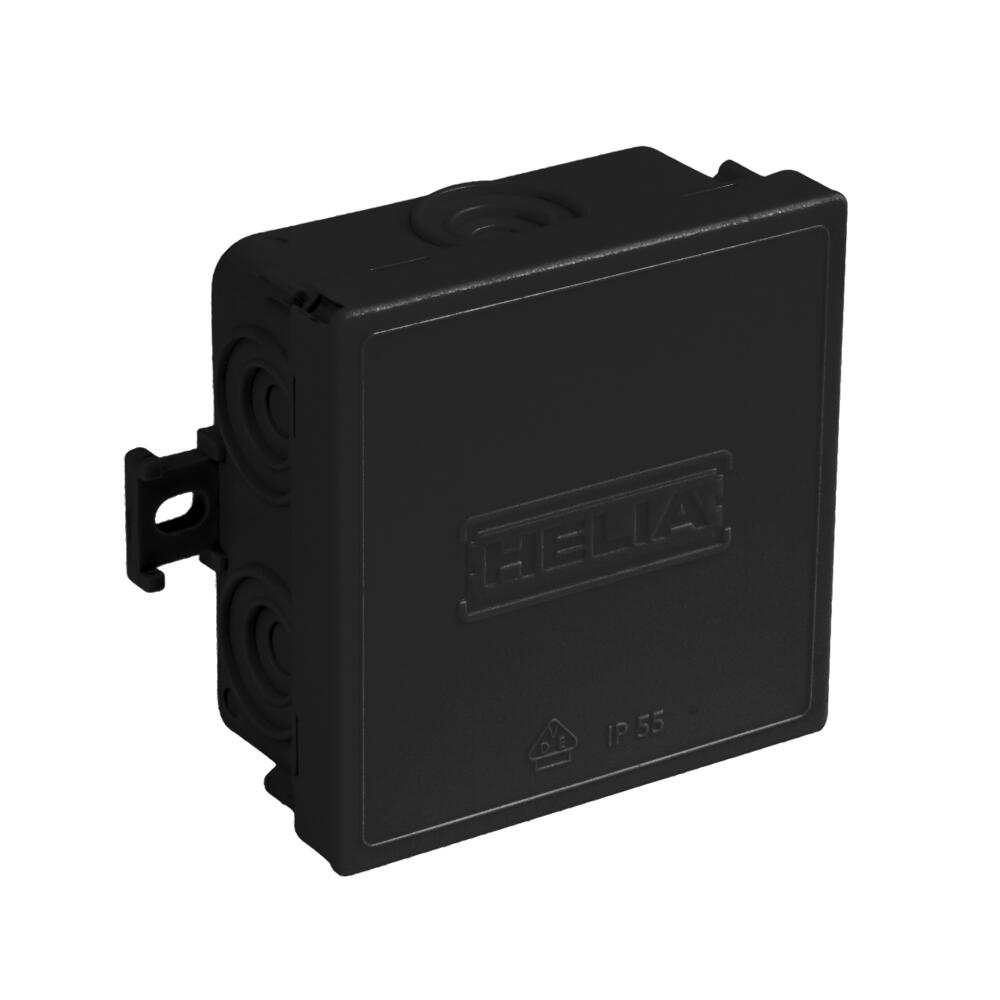 Kabelabzweigkasten IP55, mit Einführungen 7 x 20 mm, 75 x 75 x 37 mm, schwarz RAL 9005