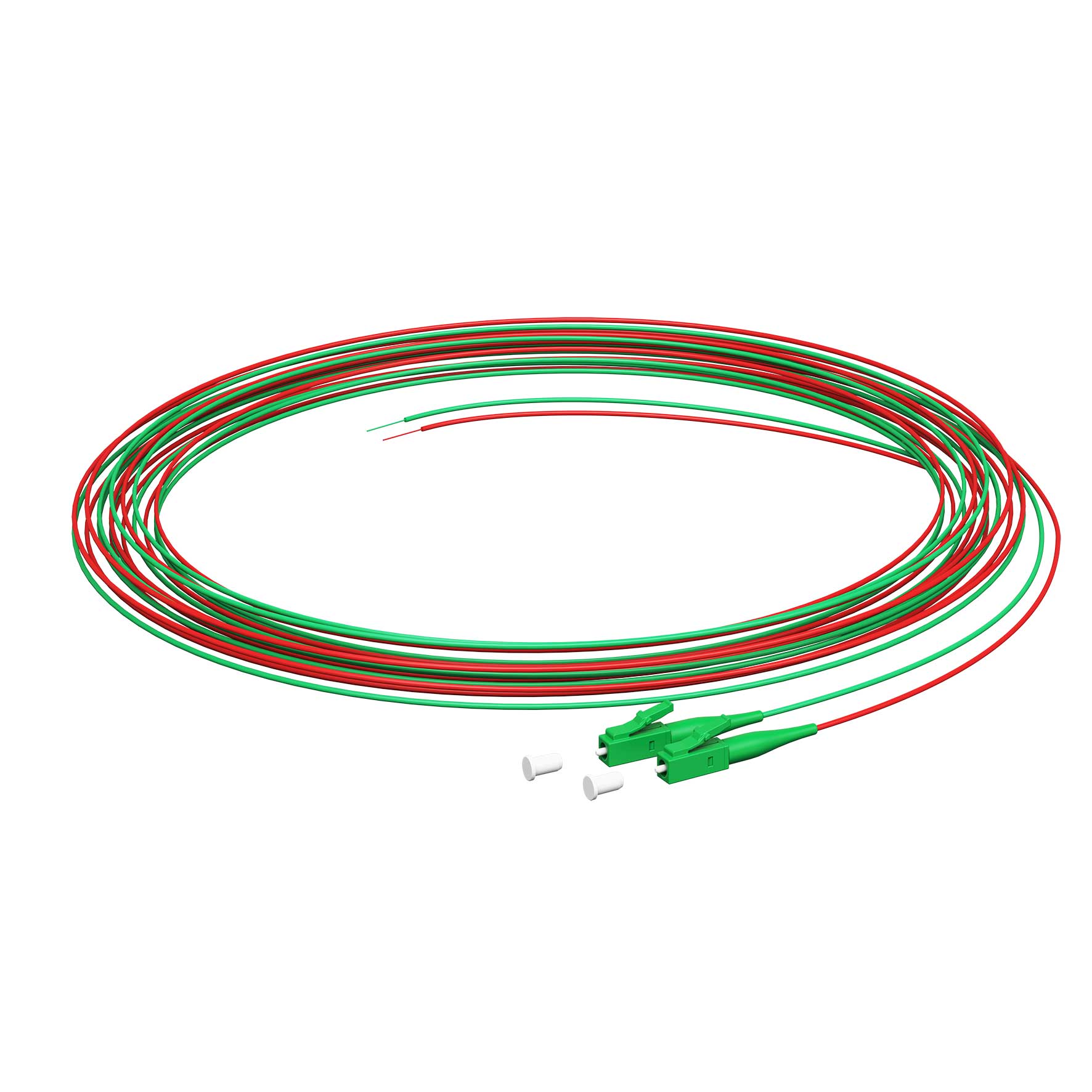Pigtail LC/APC, SX, G.657.A2, 2,0m, 2 Stk., (rot, grün)