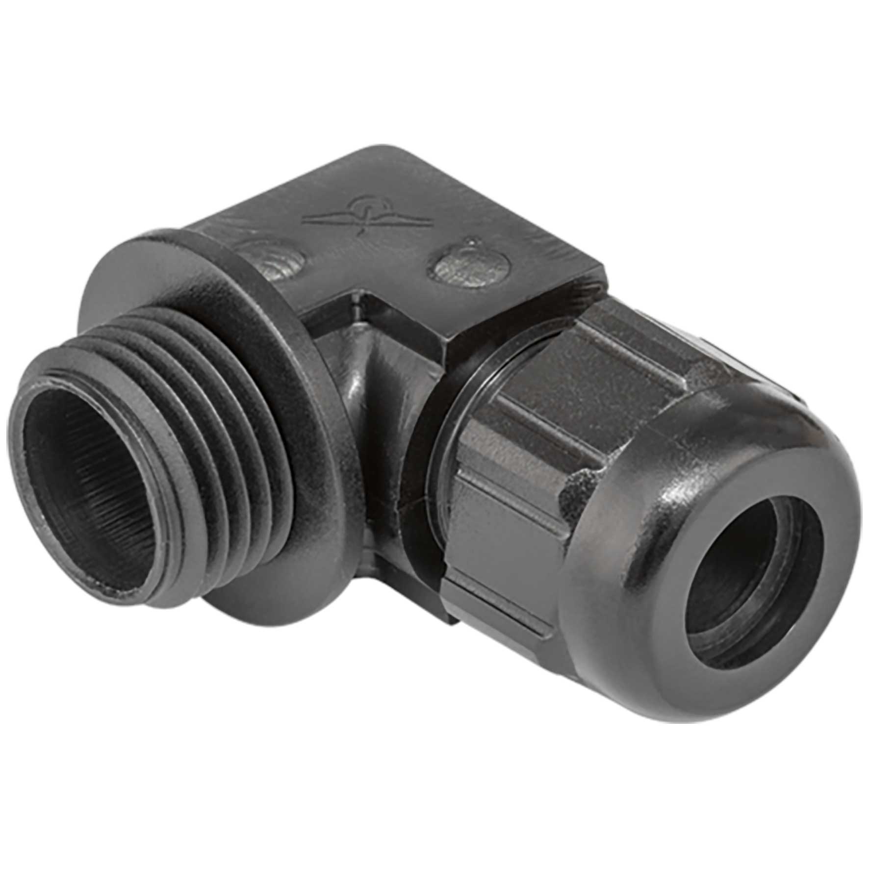 Winkel-Kabelverschr. 90° Kst. M16x1.5, Schwarz RAL 9005 Kabel Ø 6.5-9.5 mm
