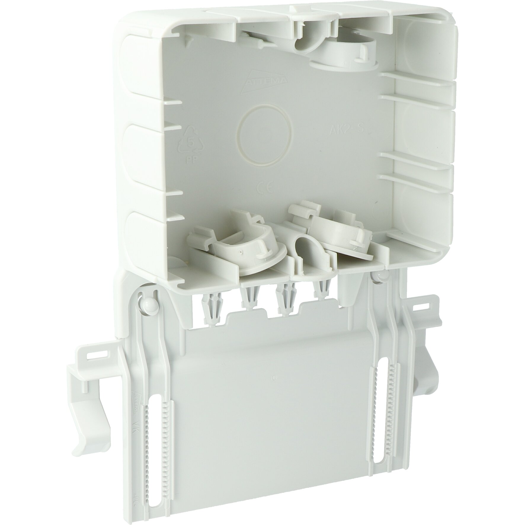 Steckbar Gehäuse-Basis AK2 Data/VK,, mit Montageplatte für Kabelrinne, gerade, 120x95x40 mm, lichtgrau