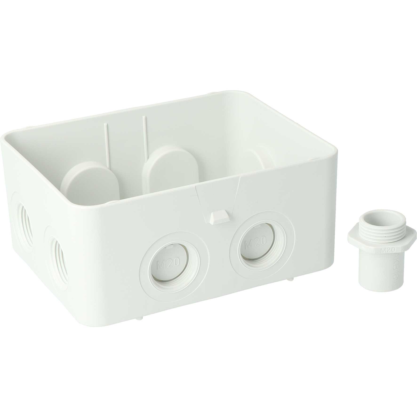 Steckbar AK2-Sockel, IP65,, ohne Deckel, 8 Eingänge M20, 120x95x45 mm, lichtgrau