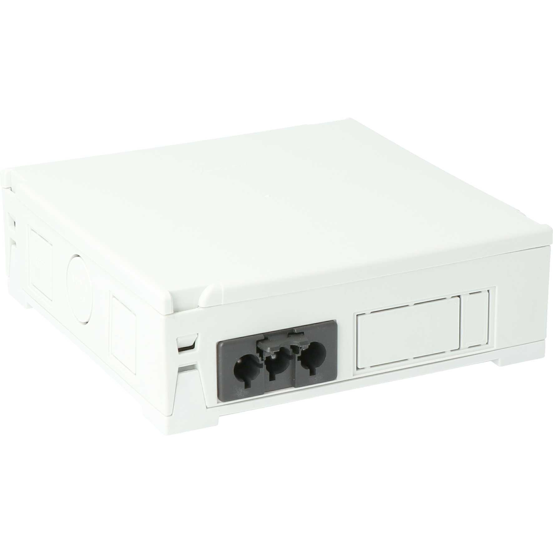 Steckbar 100% Gehäuse PD, Wieland GST18,, in:3pol sw, out:2x 3pol sw, 120x120x40 mm, lichtgrau